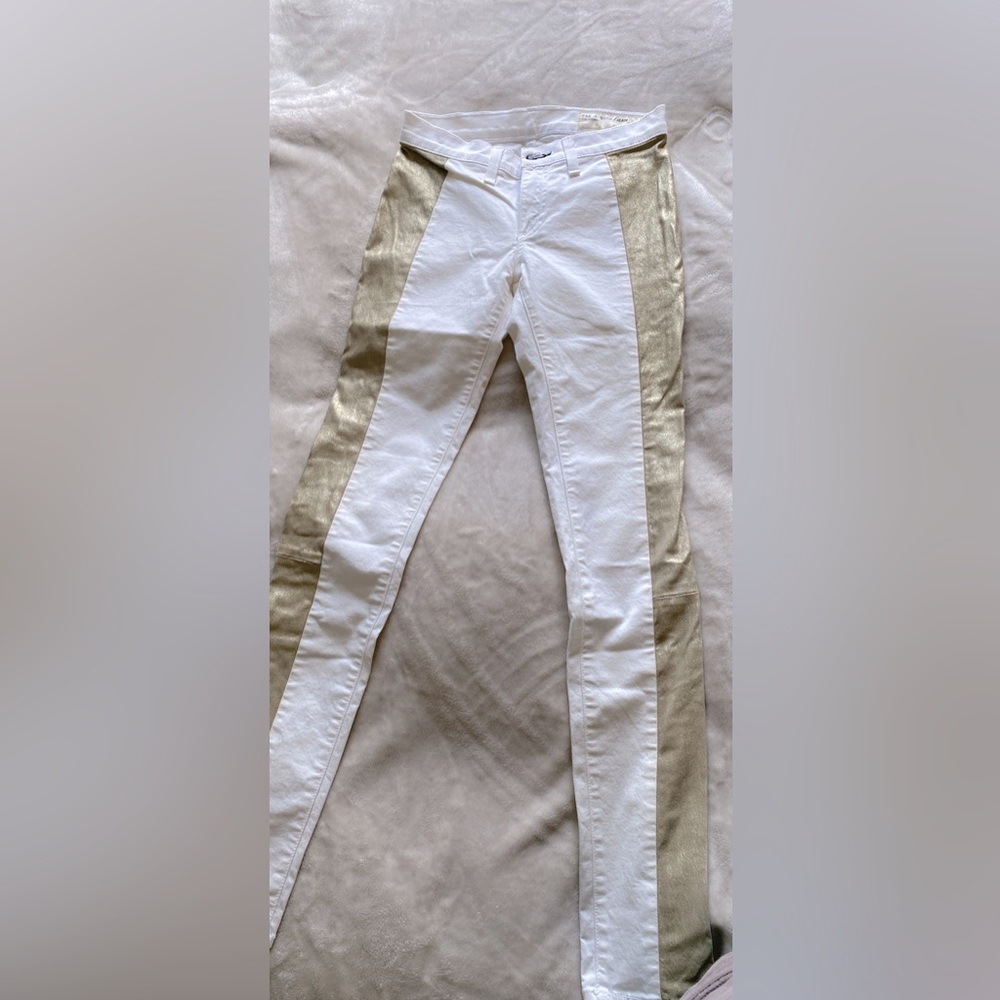 Rag & Bone White Pants with Gold Side Stripes